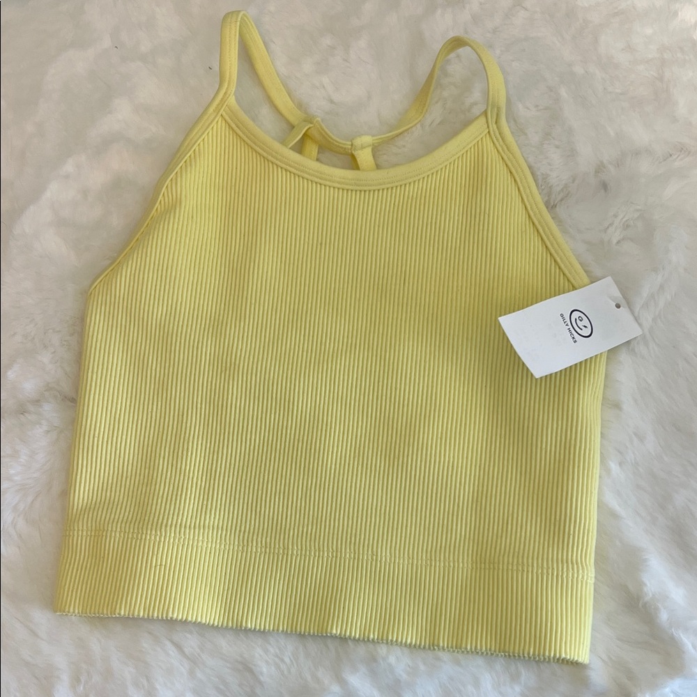 Gilly Hicks Women’s Ribbed Tank Top - Yellow crop top Size Small